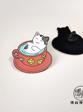 博物馆咖啡杯小猫咪徽章装饰定制