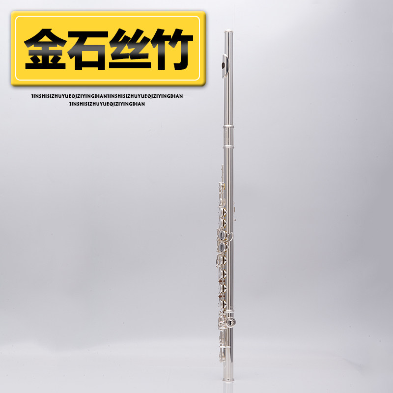 西洋吹奏乐器16闭孔白铜镀银儿童成人通用加U型管C调长笛初学演奏