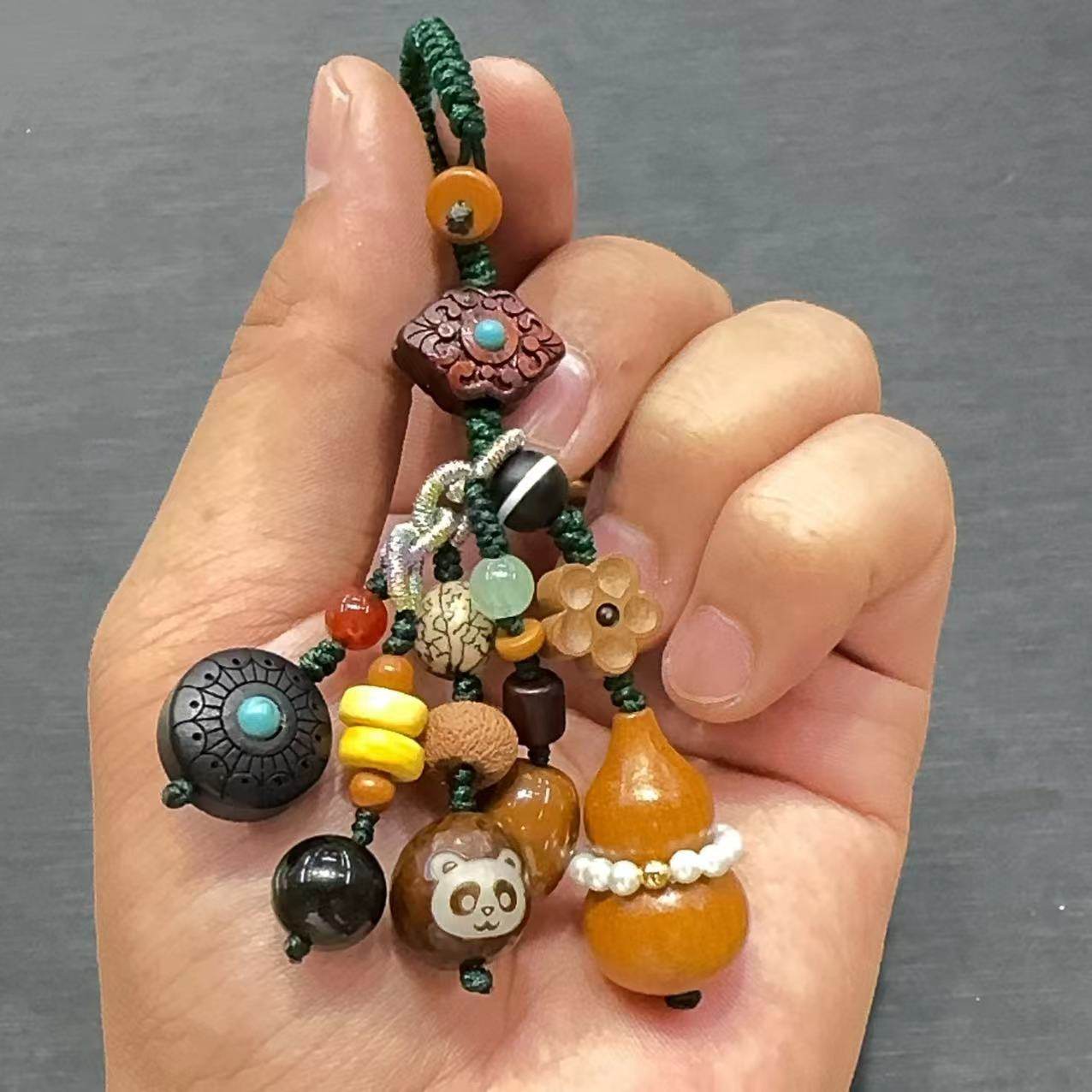 新款精品多宝款钥匙扣 各种檀木配件文玩配饰手工DIY时尚手串