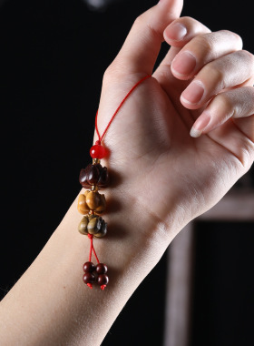 檀木雕刻莲花好事连连diy手机链包包钥匙挂件檀木男女情侣款挂饰