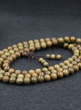 绿檀佛珠手链6-8mm同料檀木手串小孔顺纹红木108颗手饰品批发檀香