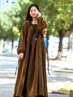 念旧原创/1111D 冬文艺雪尼尔一体绒宽松显瘦保暖袍子女