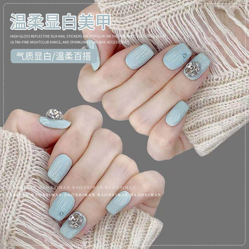 蓝色显白爆款网红实色美甲甲油胶2026年春夏新品指甲油美甲店专用