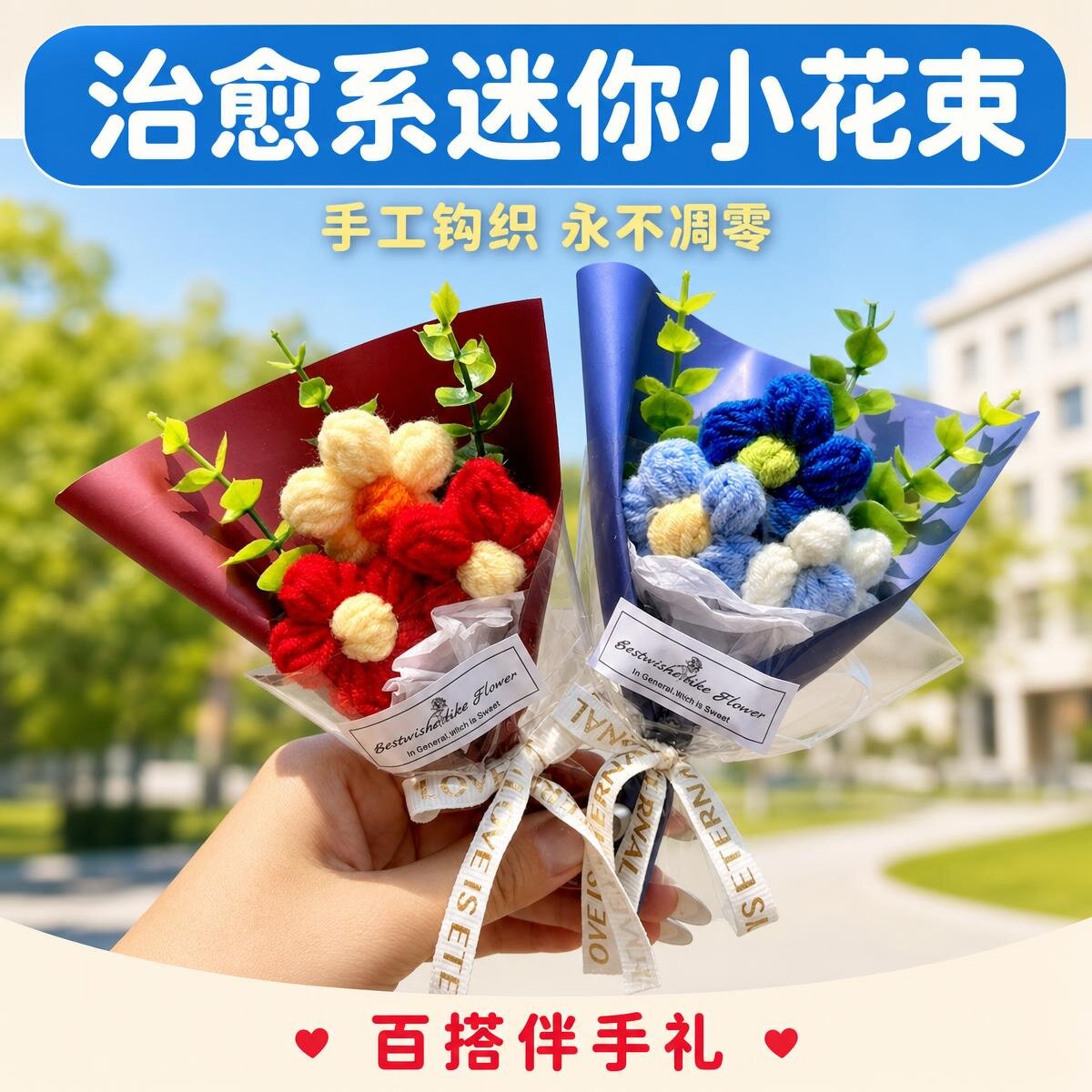 教师节手工编织毛线花送老师