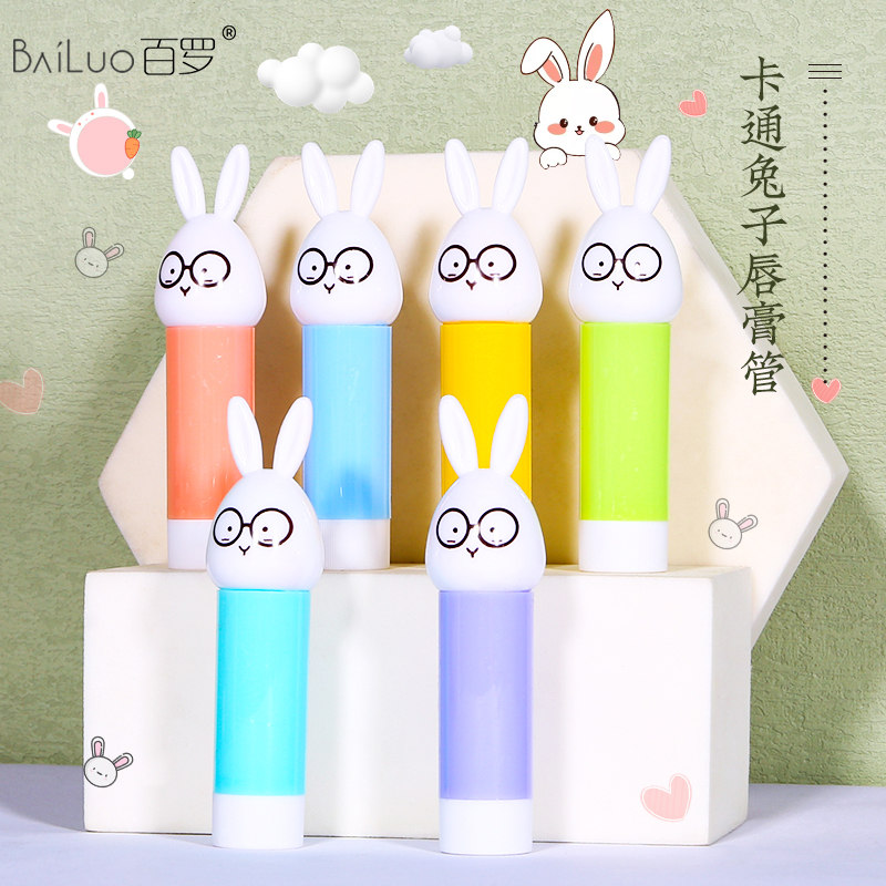 百罗diy自制卡通兔子唇膏空管