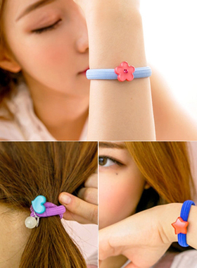 AngelRena韩国进口发饰品糖果色星星爱心花朵皮筋发圈发绳头绳G3