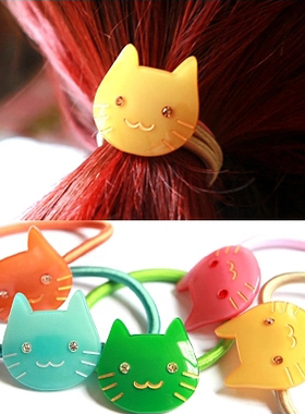 AngelRena韩国进口发饰 可爱猫咪镶钻韩版发圈头绳皮筋C5