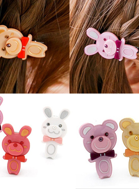 AngelRena韩国发饰品可爱小兔小熊宝宝边夹发夹鸭嘴夹刘海夹G2