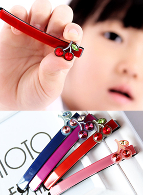 Angelrena韩国进口发饰品 精致可爱带钻樱桃边夹刘海夹BB夹F2