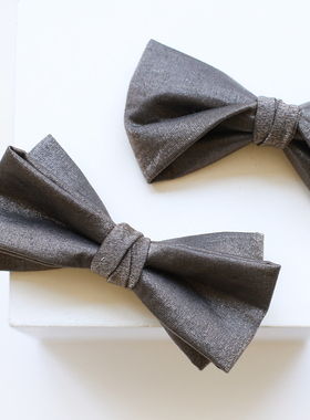 17Century深灰色银丝光泽高端领结煲呔结婚婚礼新郎伴郎西装衬衫