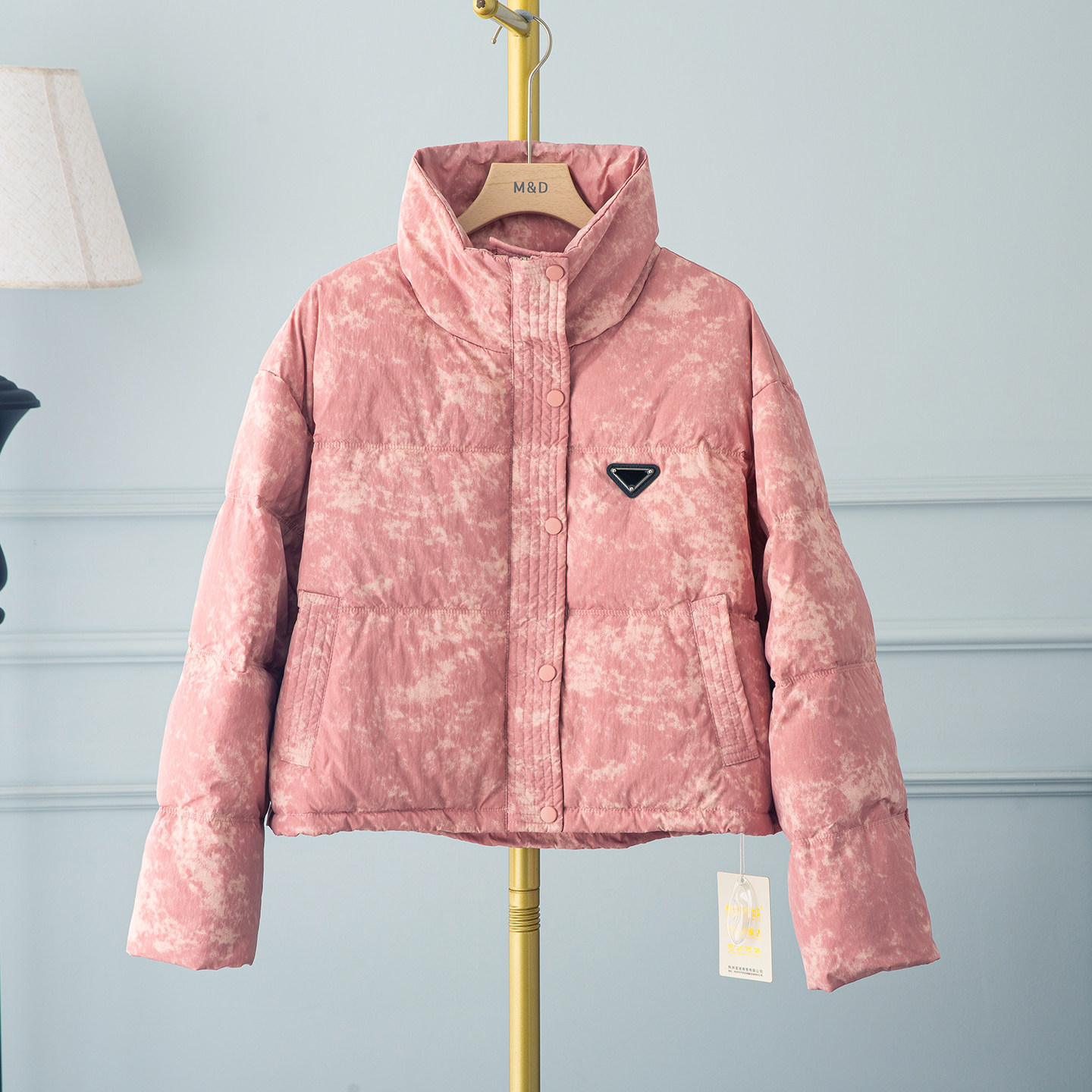 粉色高腰立领小短款肯豆羽绒服女2026冬款巨好看的白鸭绒加厚外套