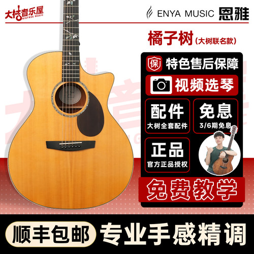 大树音乐屋 恩雅Q1-Tree橘子树联名款面单板民谣吉他电箱弹唱指弹 - 封面