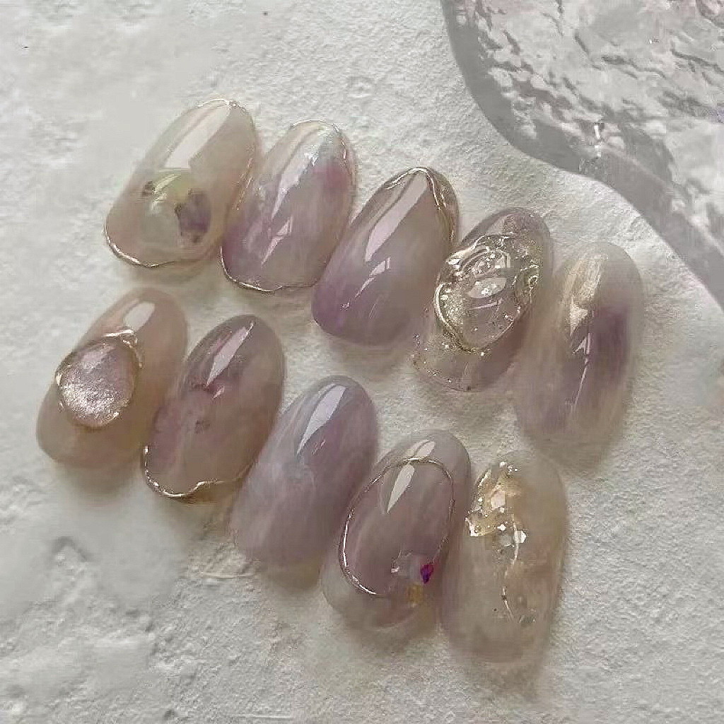 安琪琪手工穿戴甲网红仙女雾霾紫美甲工具