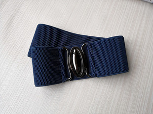 腰封6厘米宽女 胖MM新款 皮筋藏青腰带 欧美外贸简约松紧酒红加大码