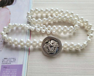 欧美订单尾货数量不多 美人头像金色银色带身穿仿珍珠65厘米腰带