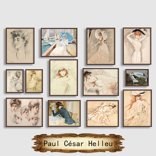 Paul Cesar Helleu法式女性肖像艺术微喷打印棉质画芯复古素描画