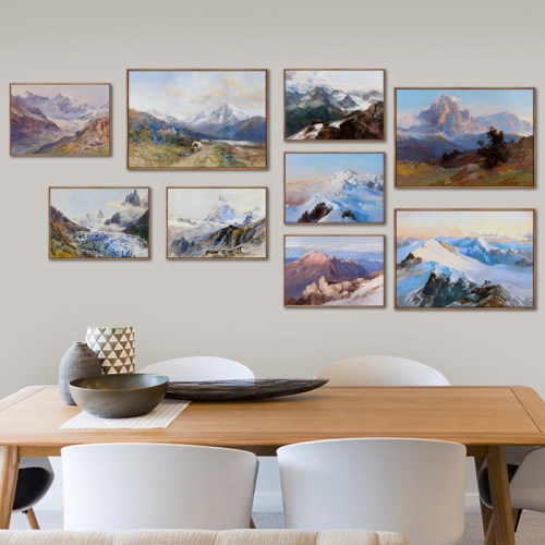 德国画家爱德华西奥多康普顿复古艺术微喷装饰画芯阿尔卑斯山风景