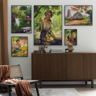 费尔南多阿莫索洛库托菲律宾画家复古油画装饰画画芯稻田里的风景