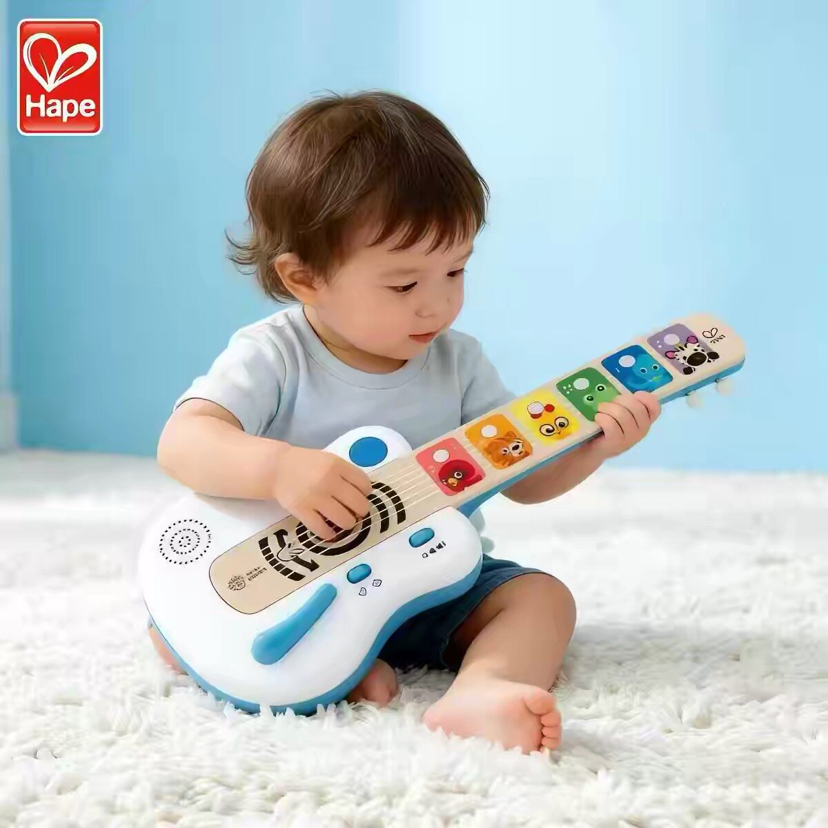 正品德国Hape智能触控吉他幼儿童早教益智音乐启蒙玩具礼物木制