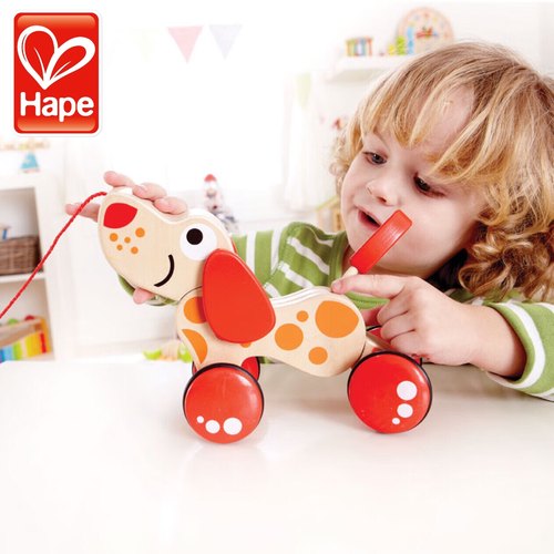 Hape拖拉狗 百变造型儿童益智玩具 宝宝木制创意学步手拉小狗1岁+