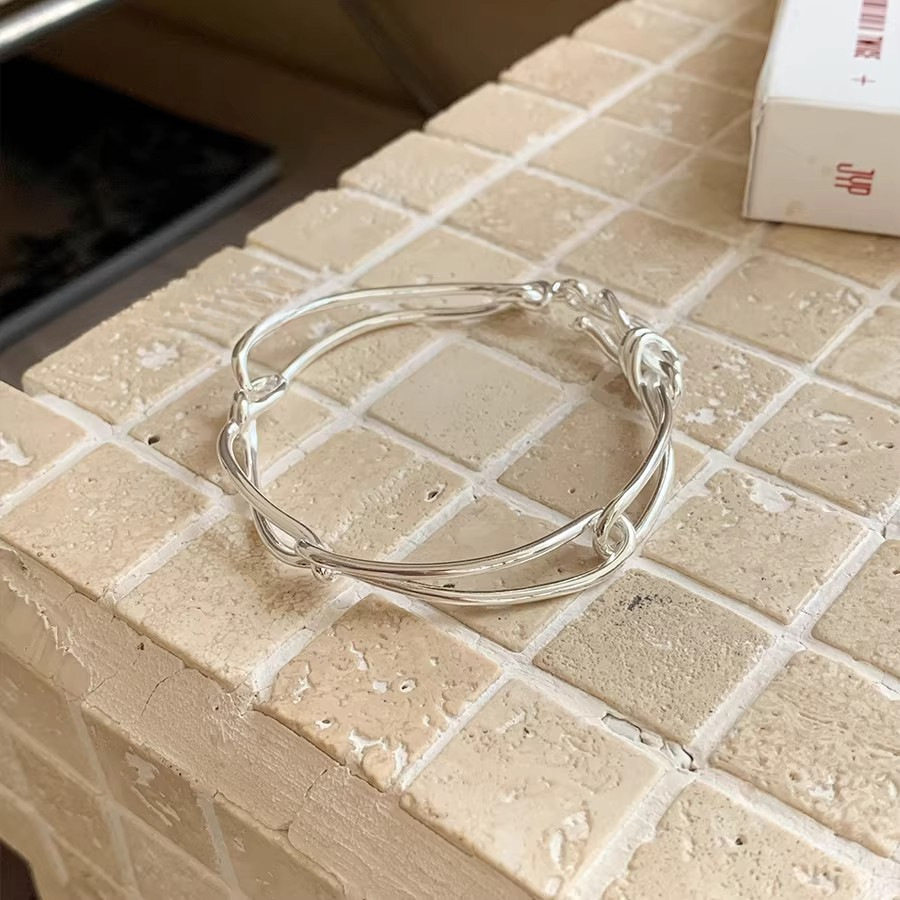 重工扭结缠绕手链925银简约小众ins风设计感个性时尚手饰品女百搭
