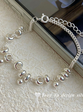 925纯银圆珠圈圈几何手链简约时尚百搭ins风韩版高级几何手饰