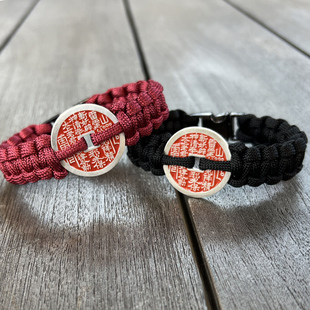 纯银山鬼花钱手链朱砂手绳古钱币铜钱手环本命年红绳伞绳手工编织