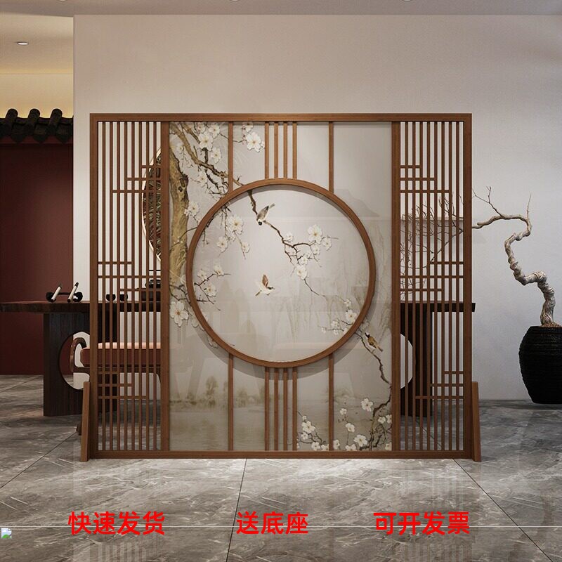 如意实木移动圆形栅栏屏风包安装