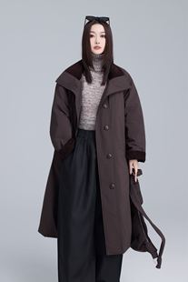 欧货立领中长款风衣羽绒服女2025冬休闲收腰90白绒羽绒衣外套带包