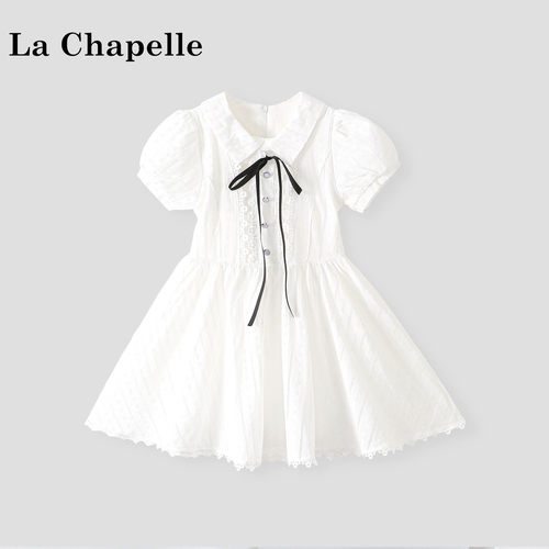 La Chapelle【拉夏贝尔】时尚夏季学院风女童花边连衣裙LD2934