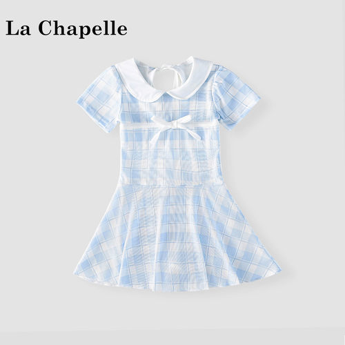 La Chapelle【拉夏贝尔】时尚夏季新款女童格子连体裙泳衣LD2779