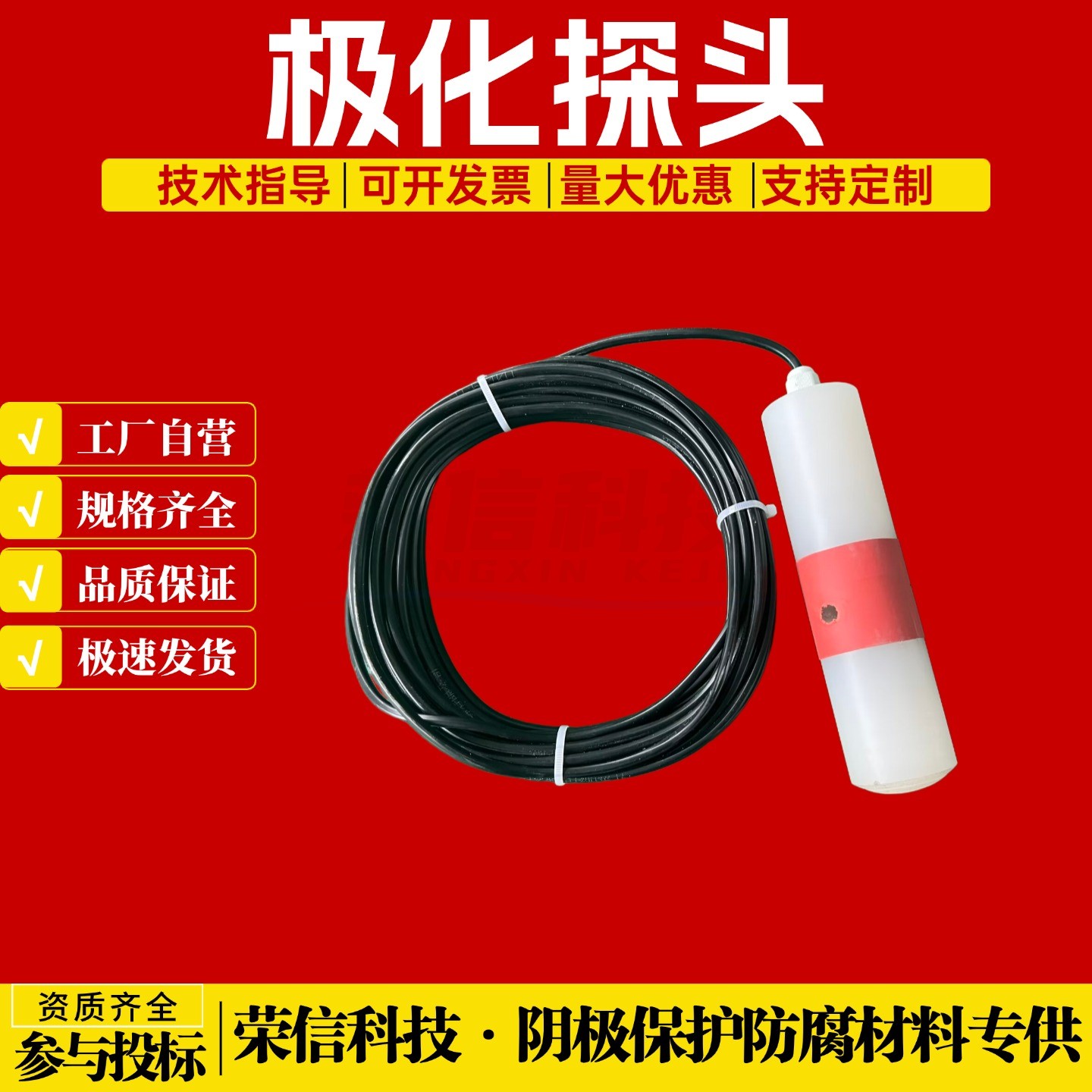 阴极保护电位测量极化探头 杂散电流干扰测量补液式极化探头