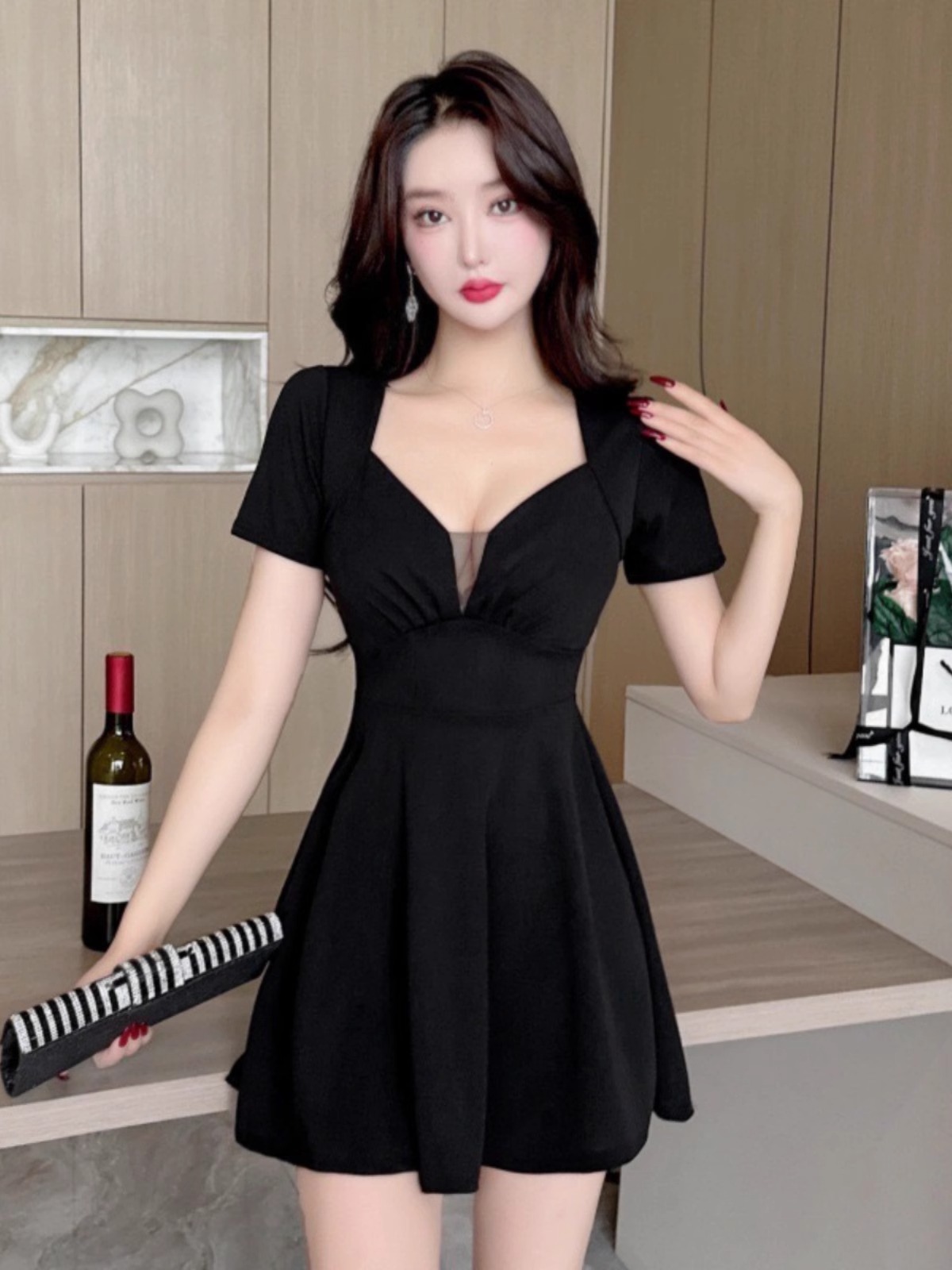 连衣裙女夜场上班技师工作服短裙