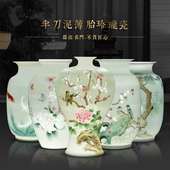 景德镇陶瓷器手绘花瓶插花中式 饰品电视柜摆件结婚礼物 家居客厅装