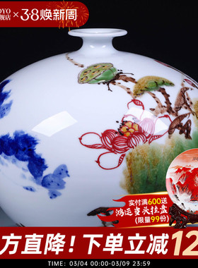 景德镇陶瓷器手绘青花瓷花瓶插花现代中式客厅工艺品家居装饰摆件
