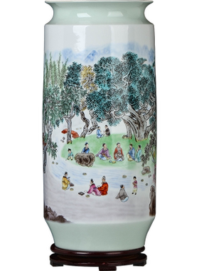 景德镇陶瓷器粉彩书画筒