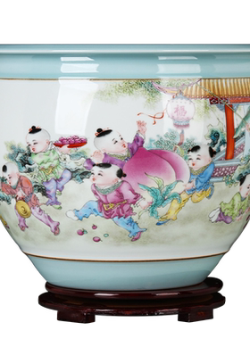 景德镇陶瓷粉彩聚宝缸