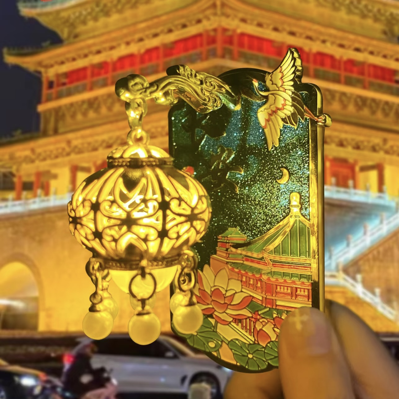 灯火长安金属发光立体灯笼冰箱贴