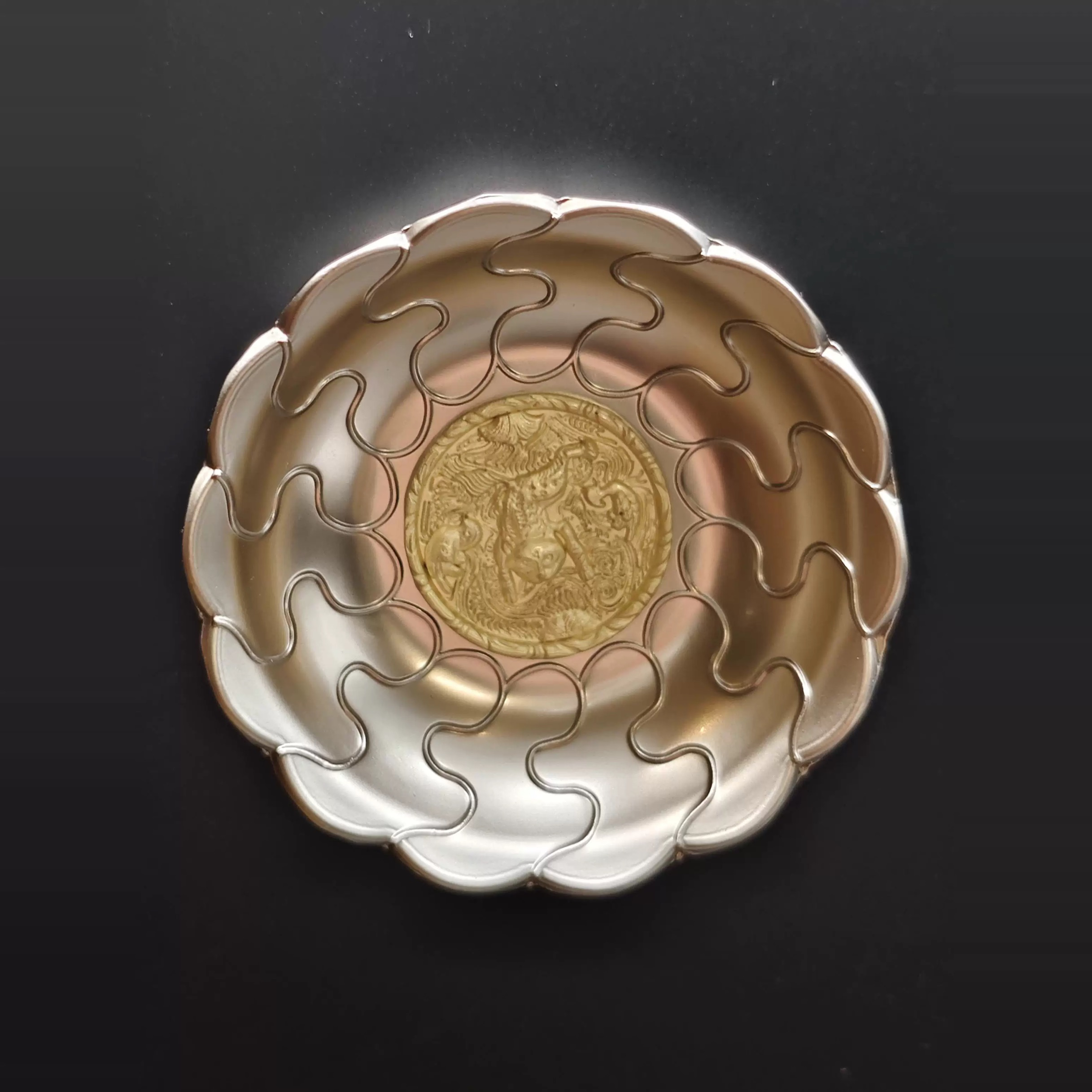 海兽金银器小银碗莲花冰箱贴