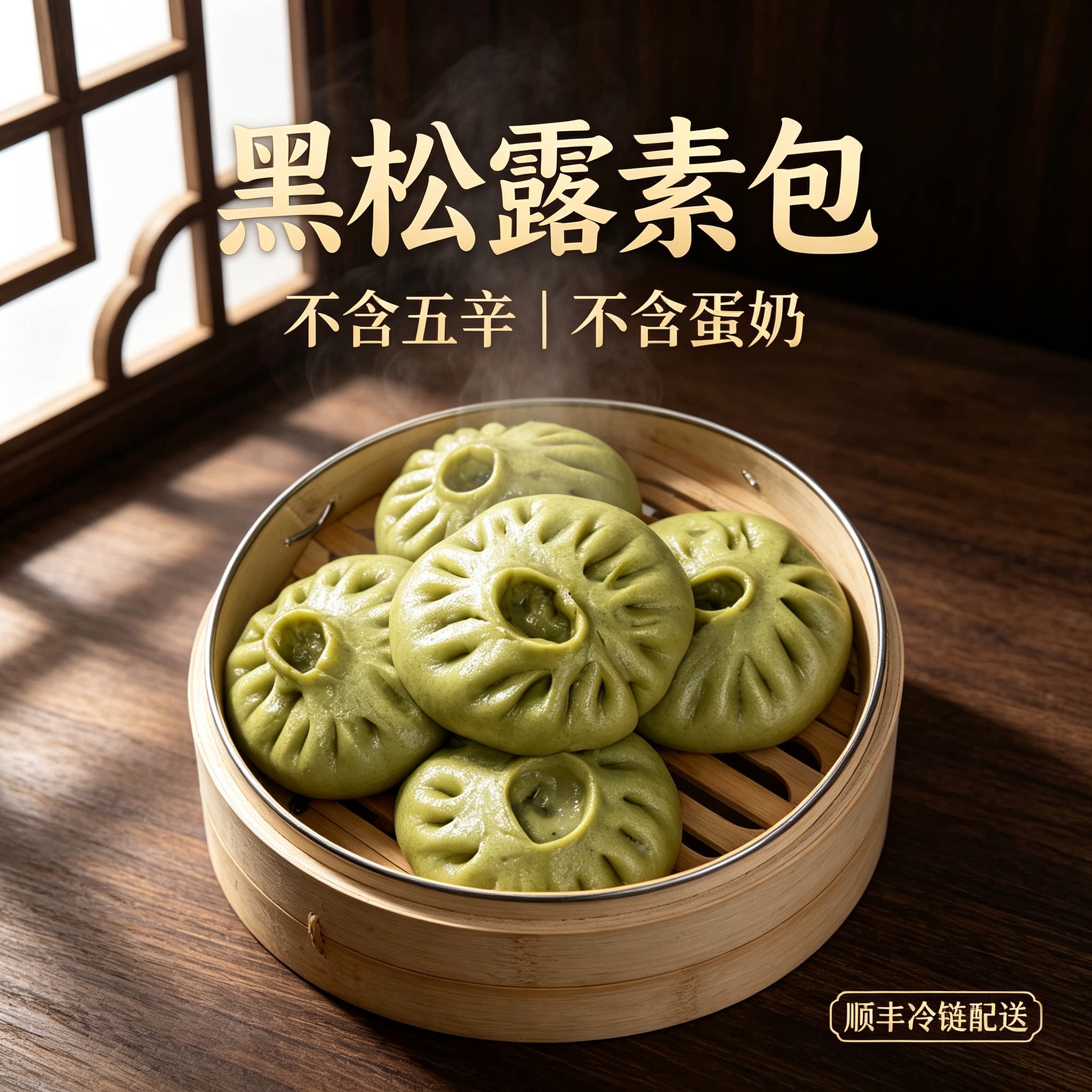 【净食录】纯净素黑松露时蔬包子手工制作山野味素蒸饺顺丰包邮