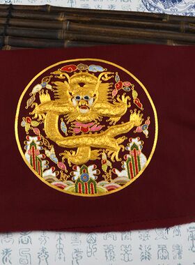 苏绣手工绣花真丝老绣片刺绣贴片中式汉服衣料辅料立体盘金绣金龙