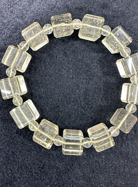 利比亚黄金玻璃陨石方糖手链天然金黄闪亮送礼自戴DIY创作手串