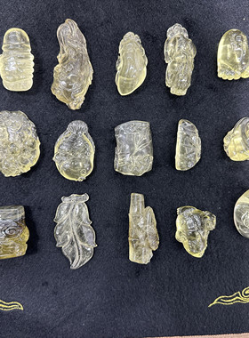 利比亚黄金玻璃陨石雕刻貔貅吉祥物生肖四水归源摆件吊坠本命新款