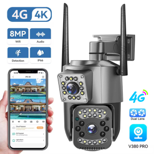 V380Pro 无线监控摄像头Dual camera 双目WiFi摄像机4G英文EU欧版