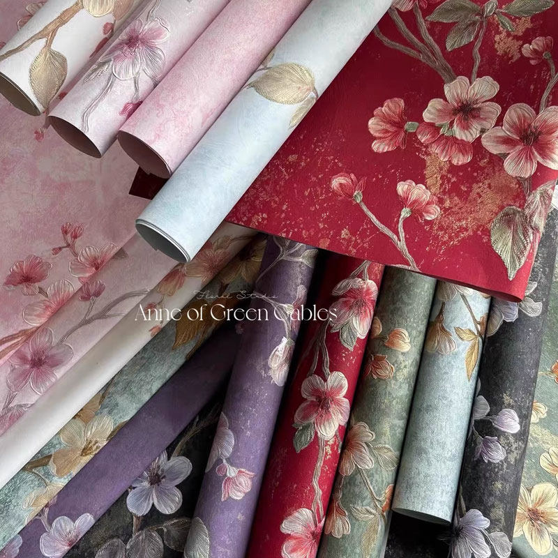 桃缘系列包装纸国风鲜花包花纸