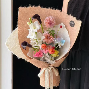 花束包装 diy包装纸天然植物雲麻纸树皮纸手撕鲜花花束高质感肌理