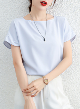 时尚雪纺衫女夏装2025年新款薄款衬衫白色上衣高级感别致T恤小衫