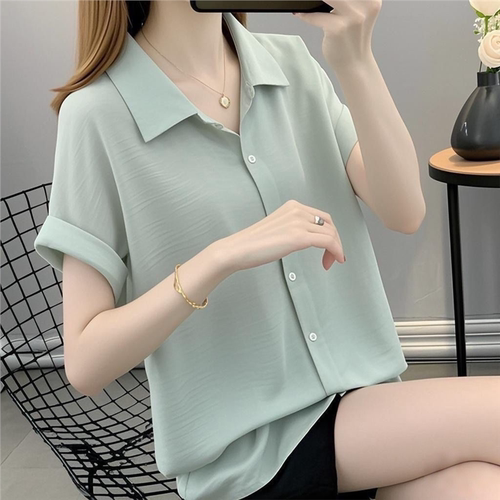 夏季遮肚新款上档次洋气衬衫