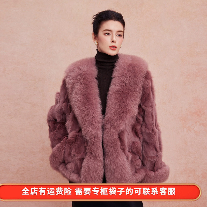 斯尔丽2025冬季新款进口狐狸毛贵妇皮草高级复古奢华皮草长外套