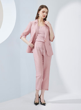 斯尔丽瑟俪2023夏季新款小西服九分裤显瘦女式套装
